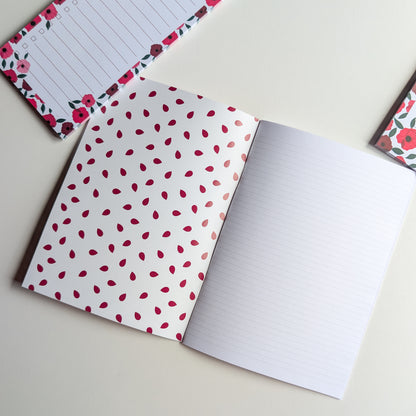 Carnet A5 - Reliure agrafée - Anémones & Roses