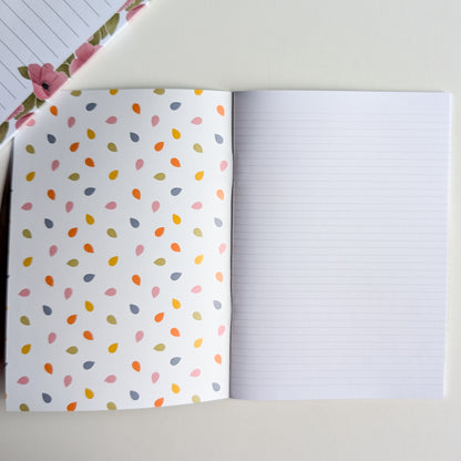 Carnet A5 – Reliure agrafée - Bouquet Rose & Marine