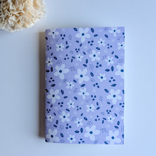 Carnet agrafé ligné -Petites fleurs -Violet - A5 ou A6