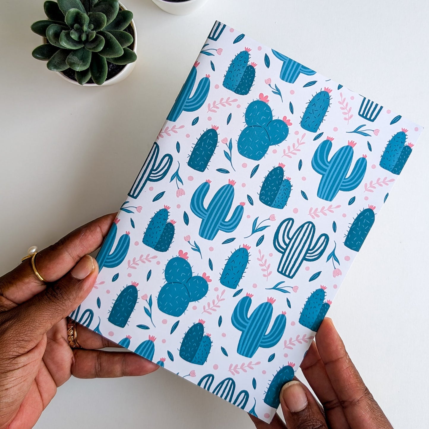 Carnet A5 - Reliure agrafée - Cactus & Fleurs