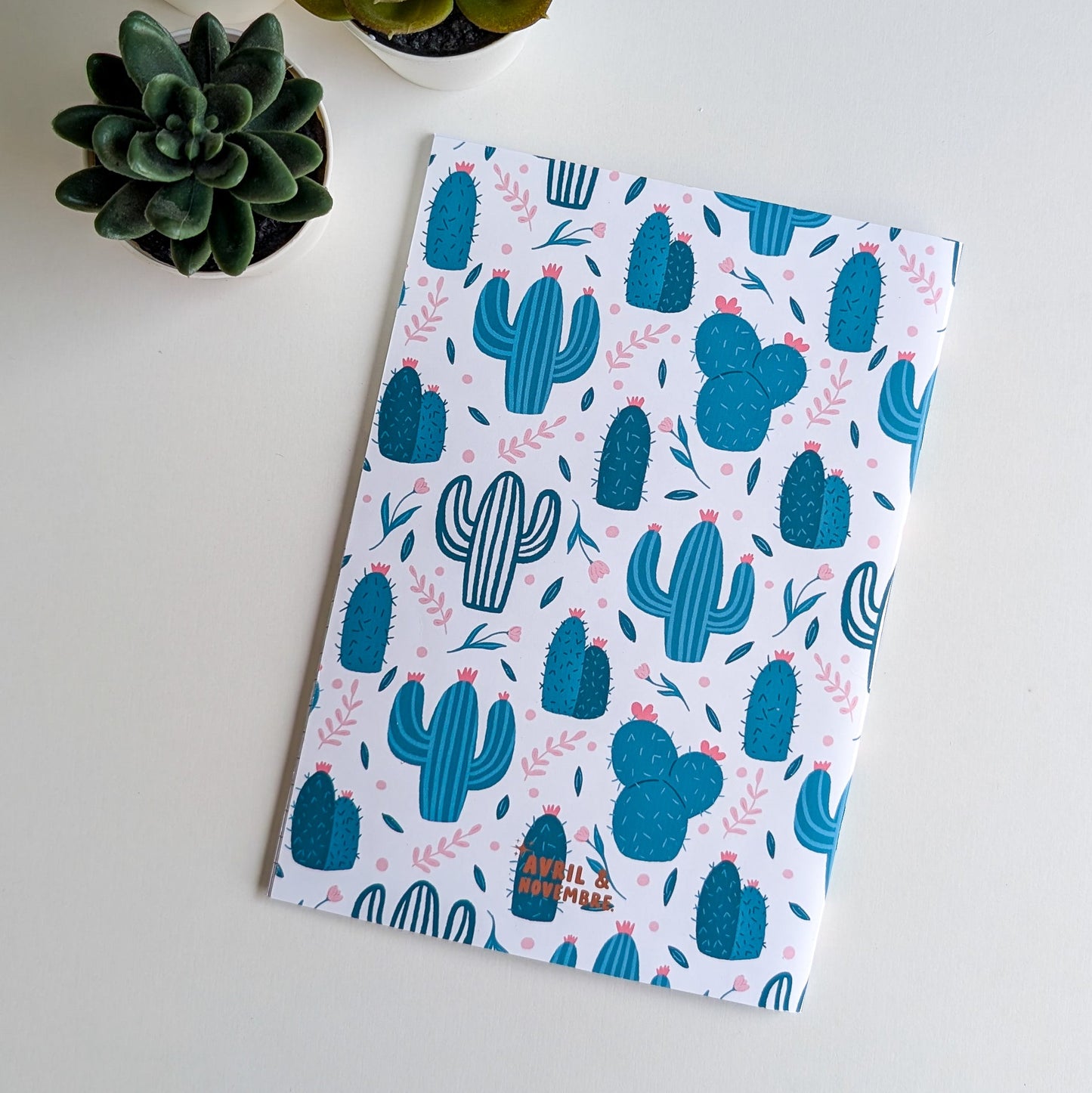 Carnet A5 - Reliure agrafée - Cactus & Fleurs