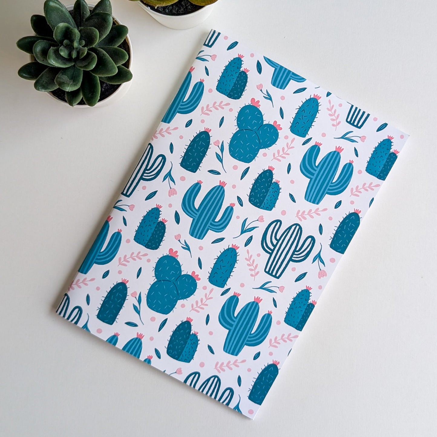 Carnet A5 - Reliure agrafée - Cactus & Fleurs
