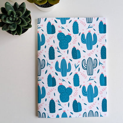 Carnet A5 - Reliure agrafée - Cactus & Fleurs