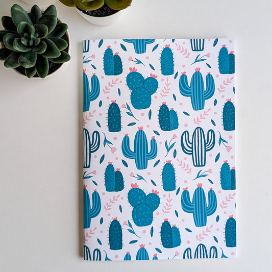 Carnet A5 - Reliure agrafée - Cactus & Fleurs
