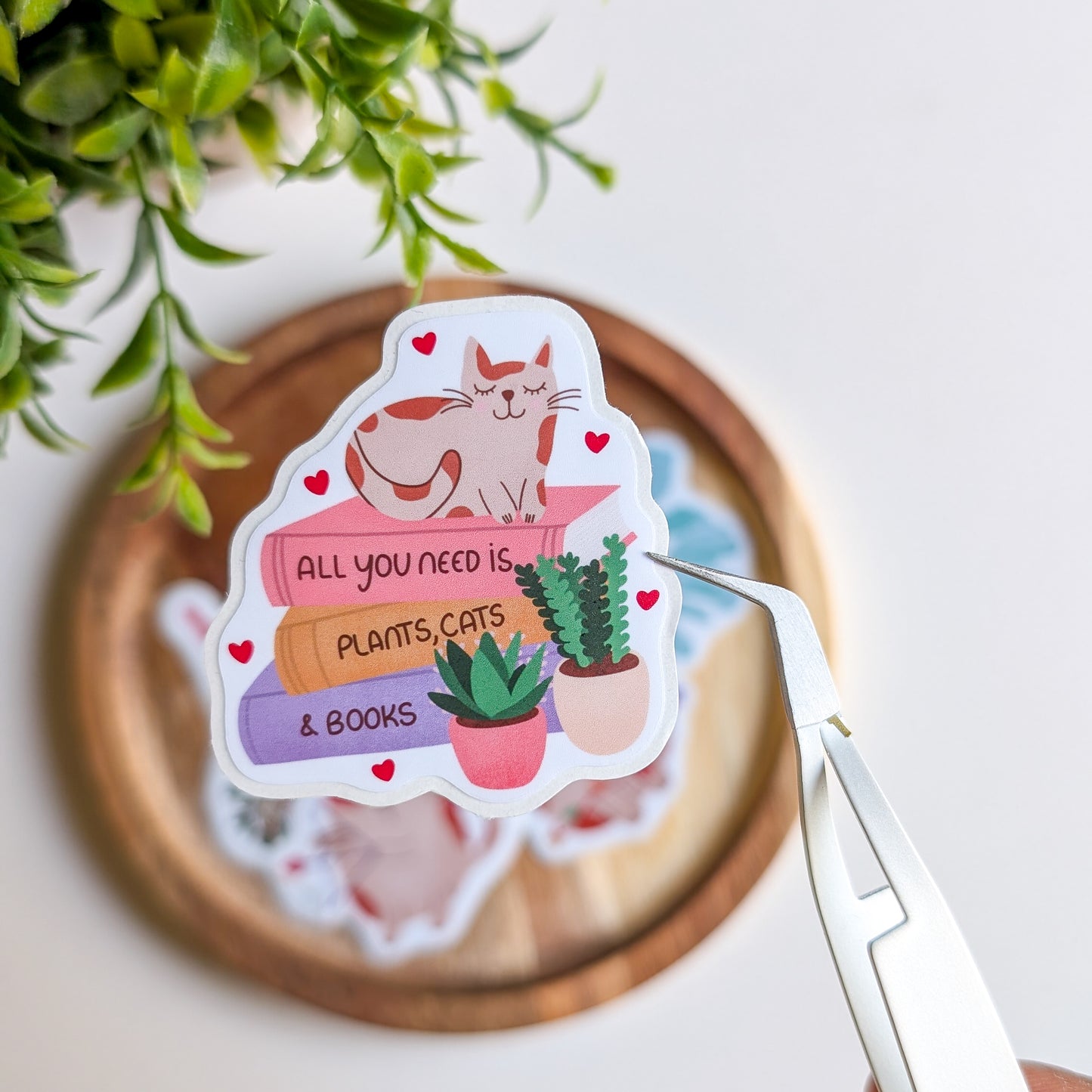 Sticker – All U Need Is Plants, Cats and Books