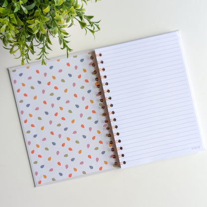 Carnet A5 - Reliure à spirale - Grosses fleurs roses