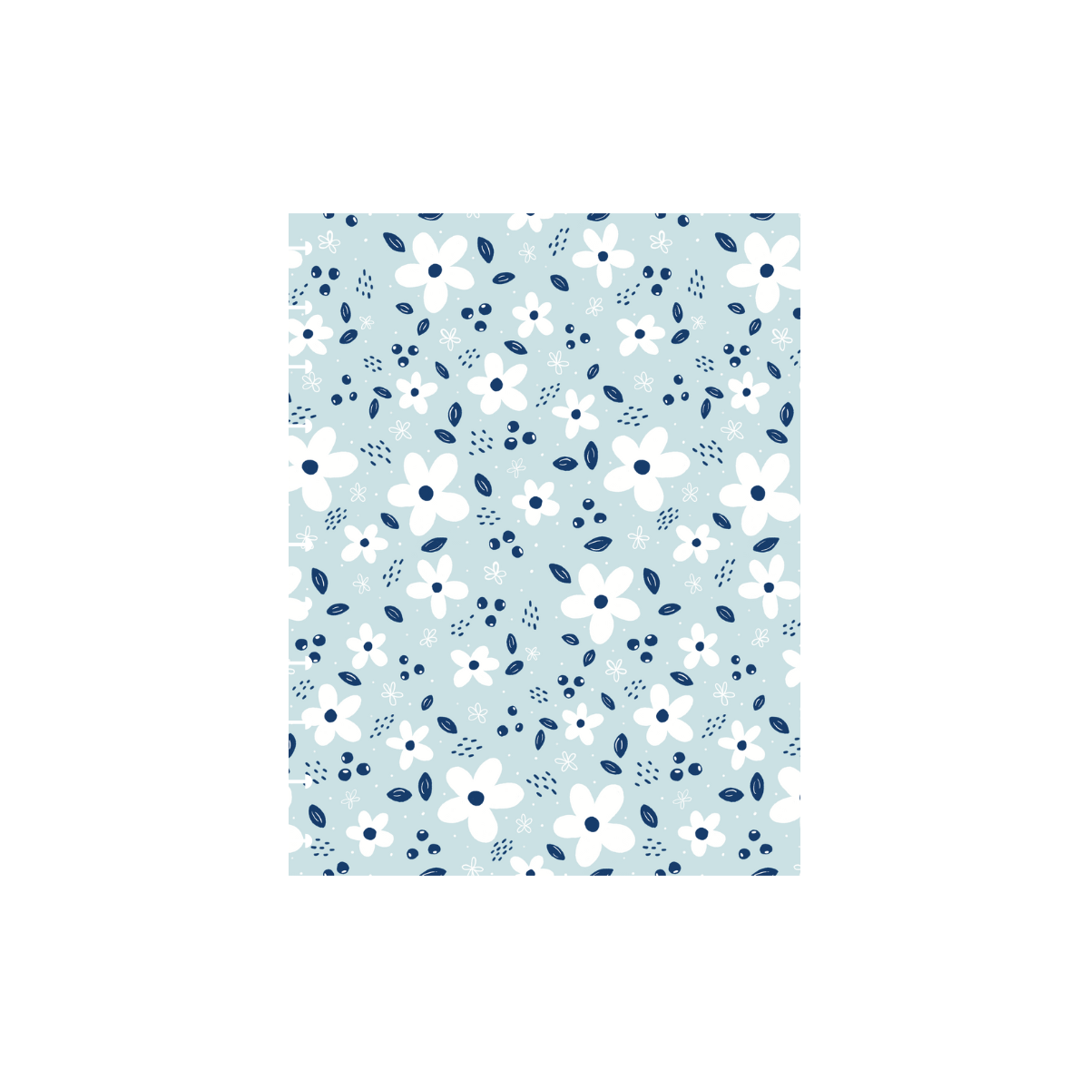 Petites fleurs blanches - fond bleu