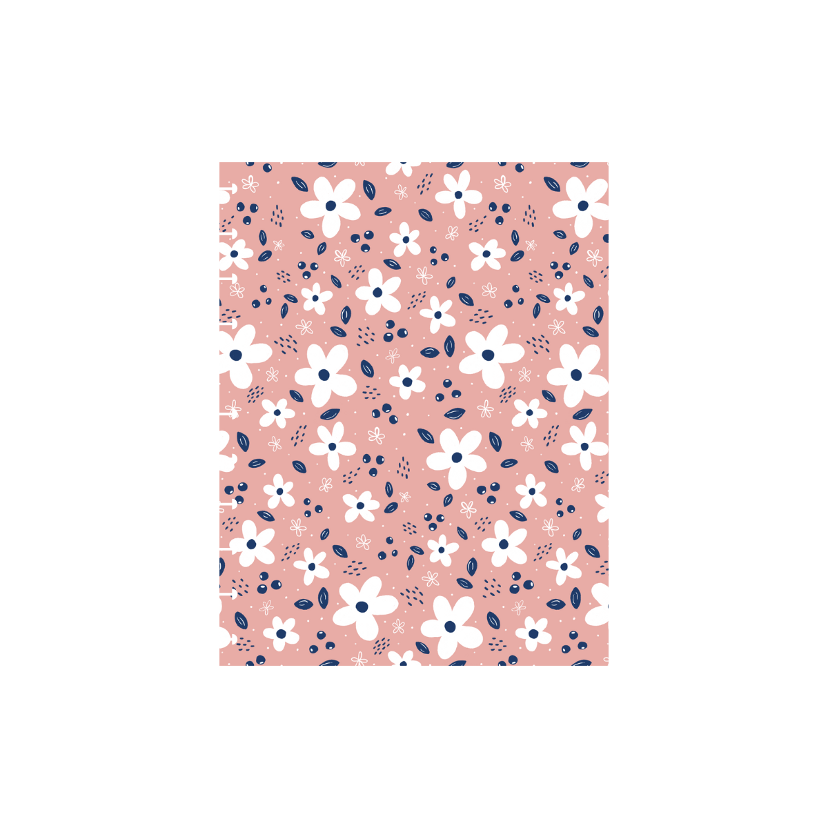 Petites fleurs blanches - fond rose