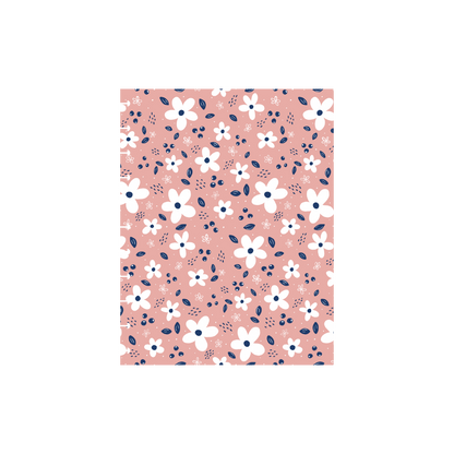 Petites fleurs blanches - fond rose