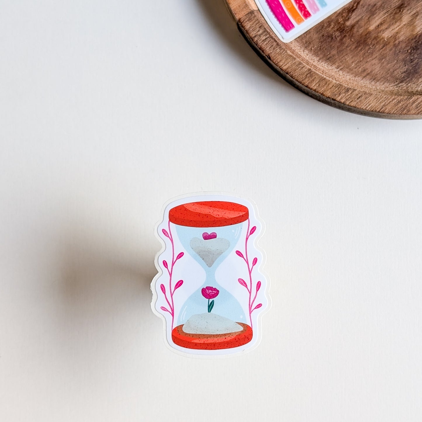 Sticker – Sablier cœur & fleur