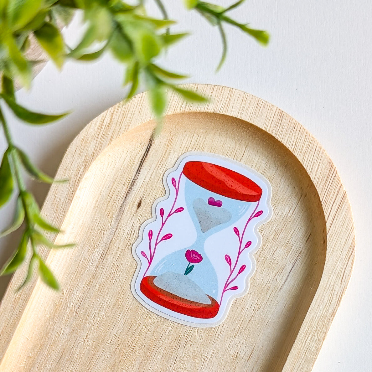 Sticker – Sablier cœur & fleur