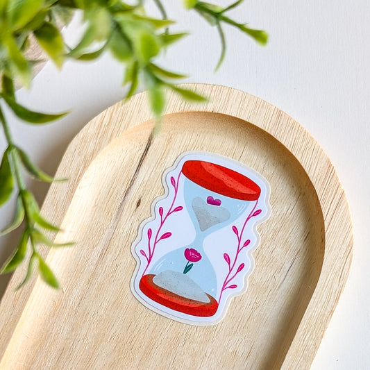 Sticker – Sablier cœur & fleur