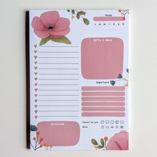 Daily planner A5 - Bouquet Rose & Marine