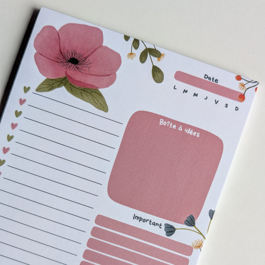 Daily planner A5 - Bouquet Rose & Marine