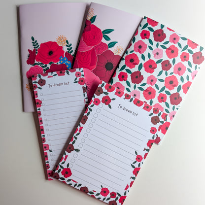 To Dream List A5 - Anémones rouges et roses