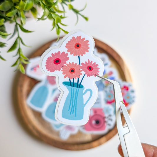 Sticker – Bouquet de marguerites oranges et roses