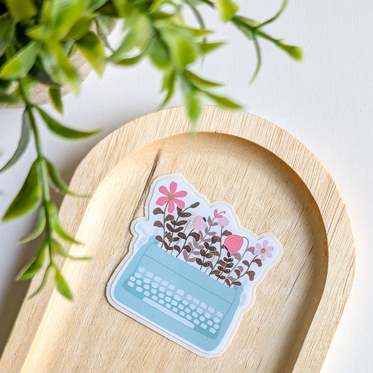 Sticker – Machine à écrire fleurie