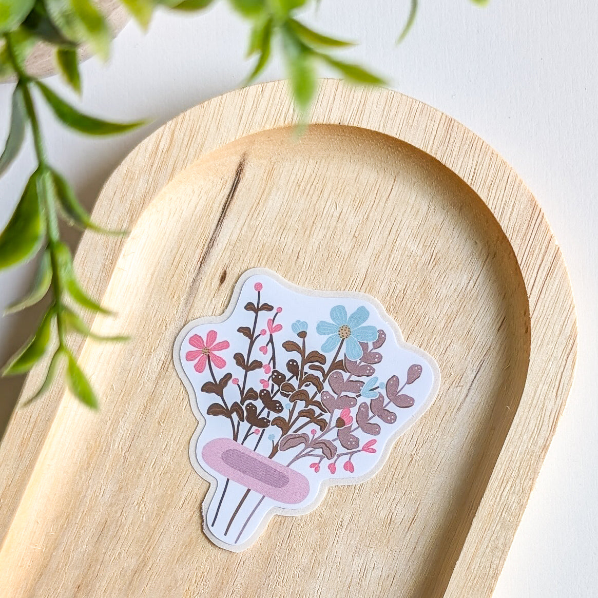 Sticker – Bouquet de fleurs menthe & rose