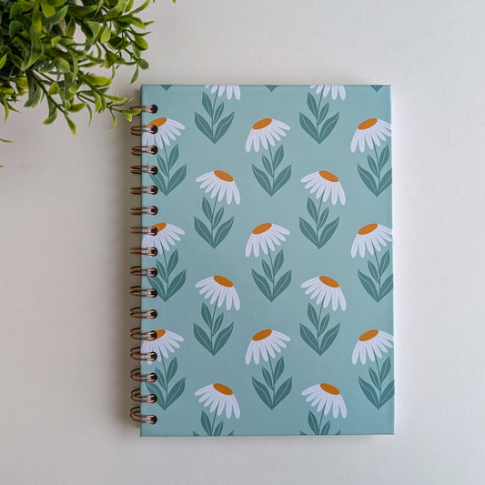 Carnet A5 - Reliure à spirale - Marguerites rétro