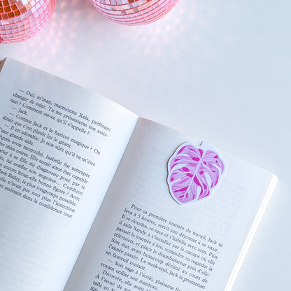 Marque-Page Magnétique – Feuille de monstera rose