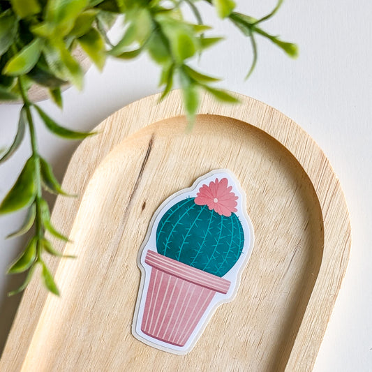 Sticker - Cactus rond fleuri
