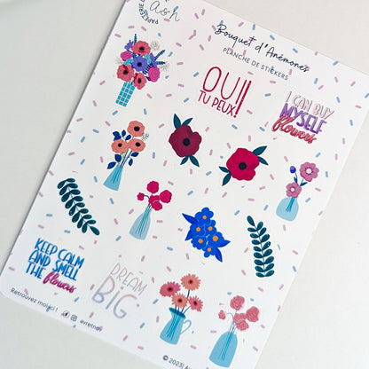 Planche de Stickers Thème Fleurs