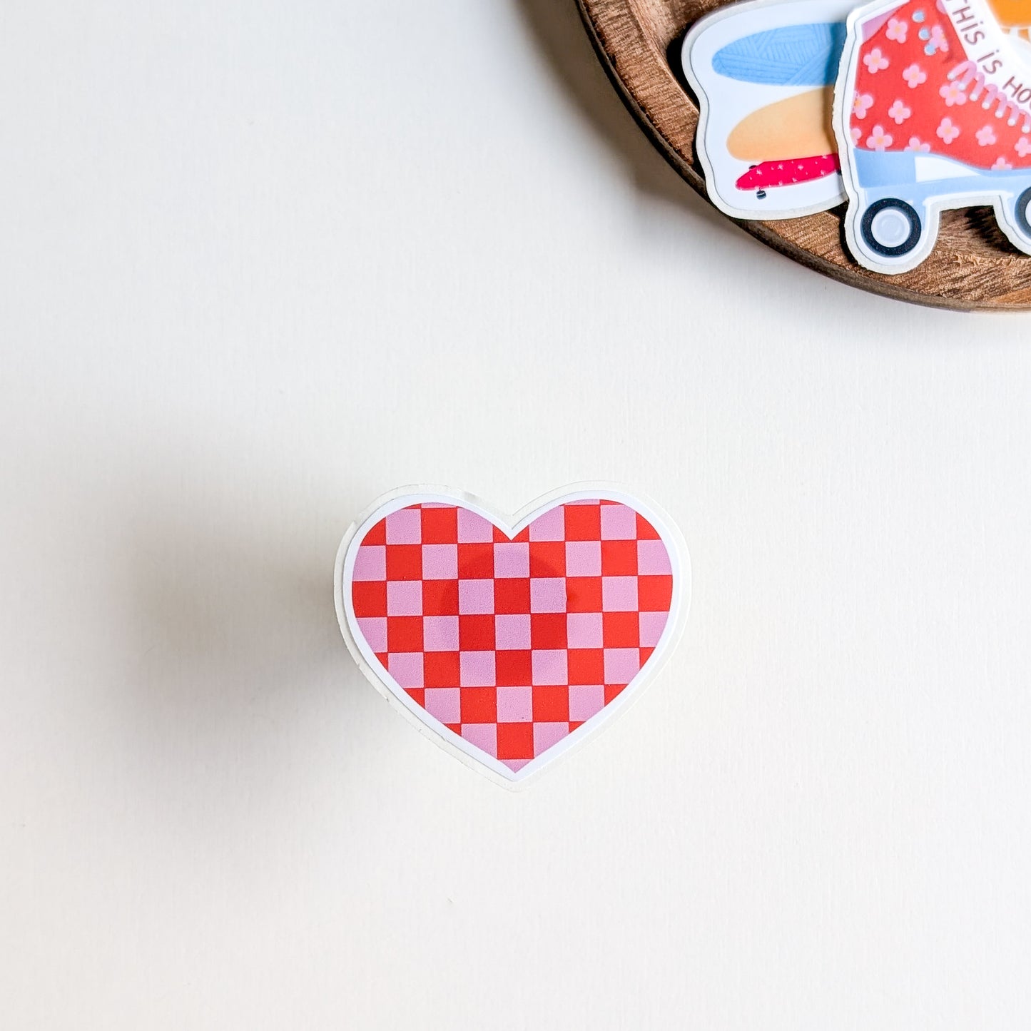 Sticker – Cœur damier rétro