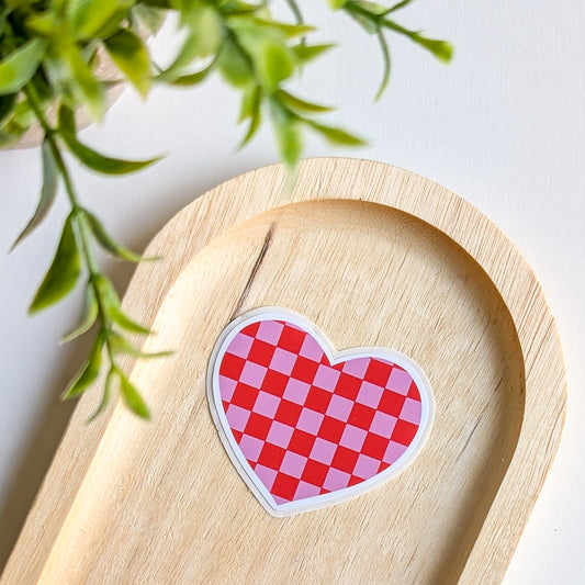 Sticker – Cœur damier rétro