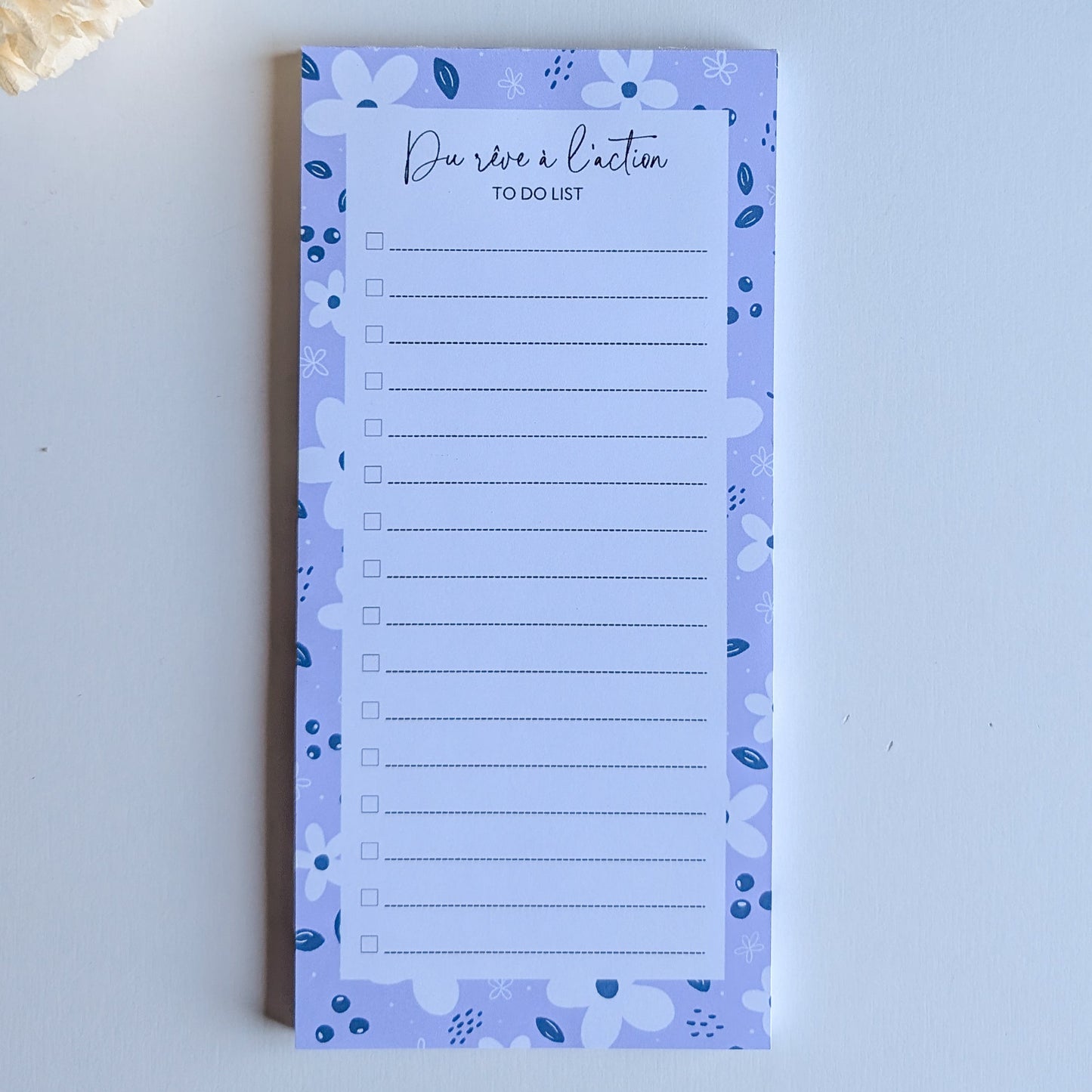 To-Do List 10x21 cm - Petites fleurs blanches - Violet