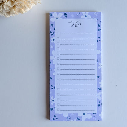 To-Do List 10x21 cm - Petites fleurs blanches - Violet