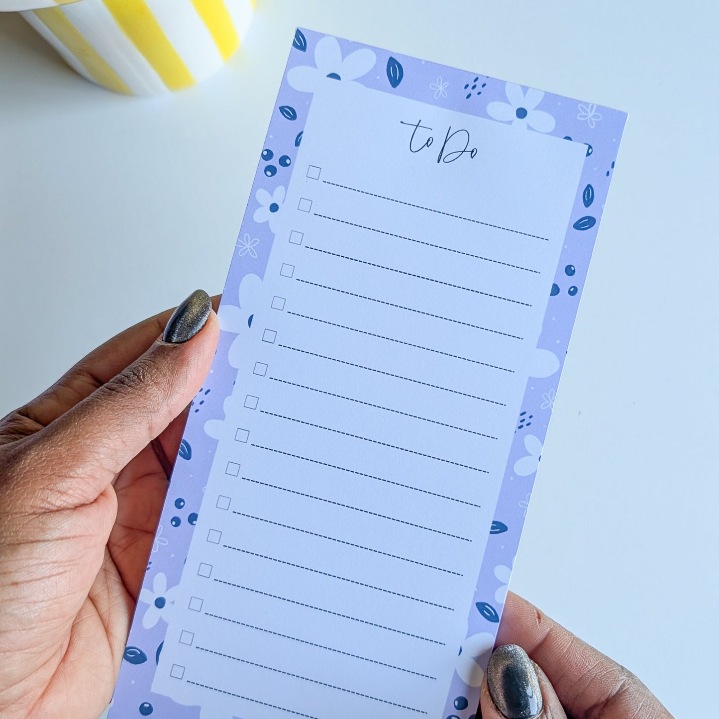 To-Do List 10x21 cm - Petites fleurs blanches - Violet