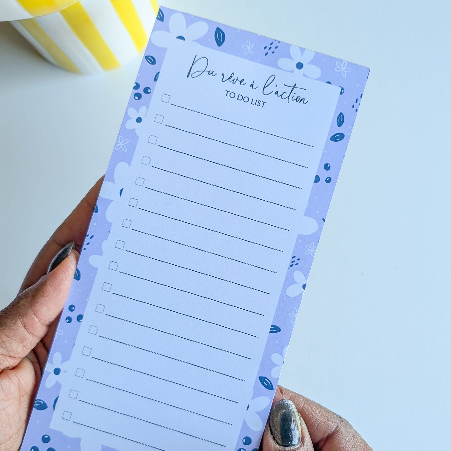 To-Do List 10x21 cm - Petites fleurs blanches - Violet