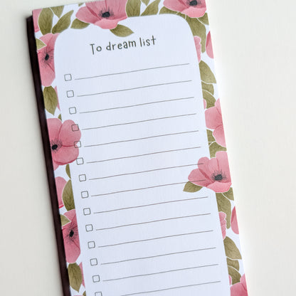 To Dream List 10x21 cm - Fleurs Roses