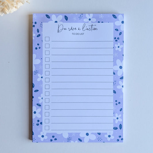 To-Do List A5 - Petites fleurs blanches - Violet