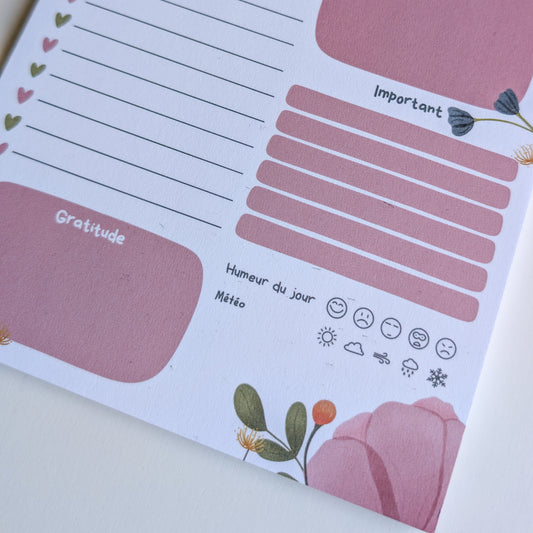 Daily planner A5 - Fleurs Roses