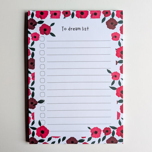 To Dream List A5 - Anémones rouges et roses