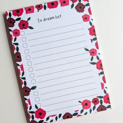To Dream List A5 - Anémones rouges et roses