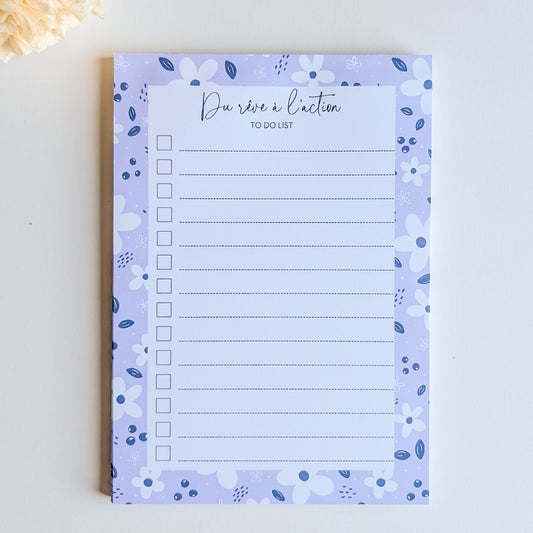 To-Do List A5 - Petites fleurs blanches - Violet