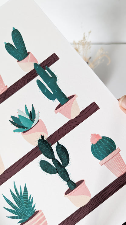 Affiche - Etagère cactus & succulentes