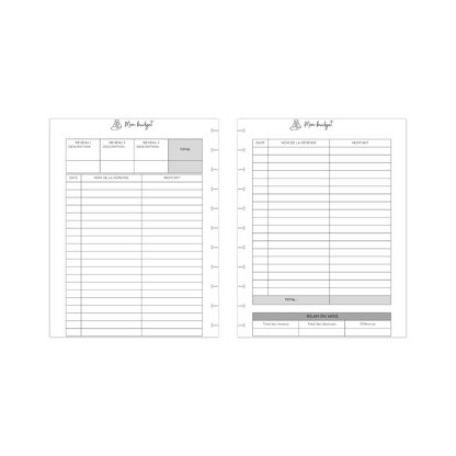 Pages budget mensuel (12 mois, +24 pages)