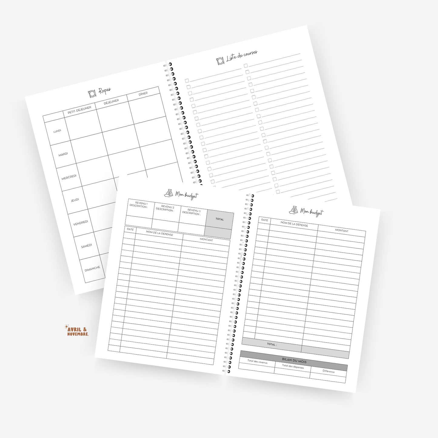 Bundle pages budget + repas