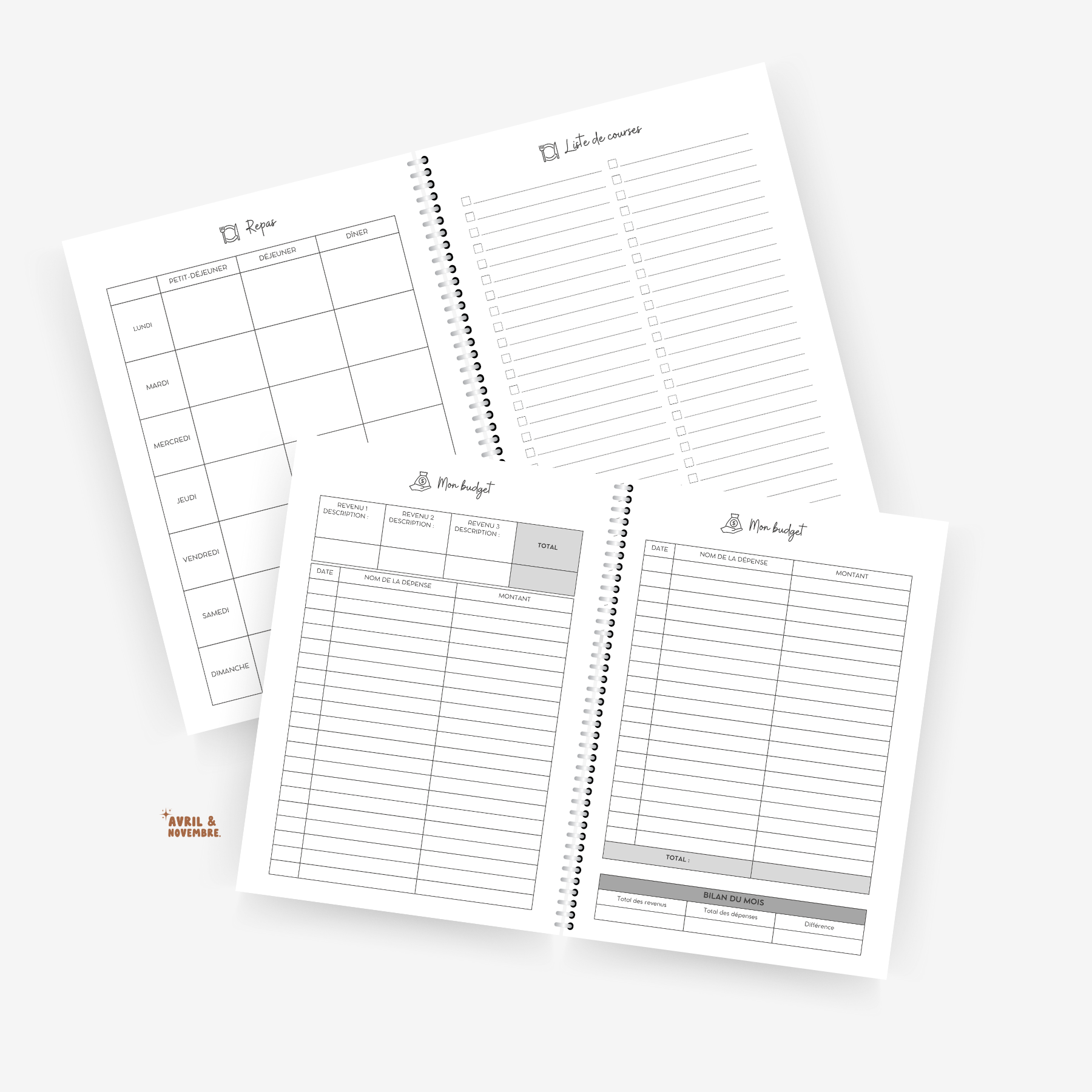 Bundle pages budget + repas