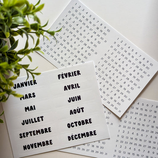 Stickers Mois ou Jours pour planner