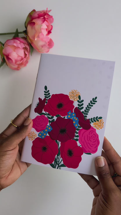 Carnet A5 - Reliure agrafée - Anémones & Roses