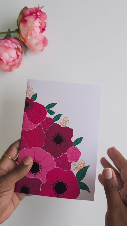 Carnet A5 - Reliure agrafée - Gros bouquet d'Anémones & Roses