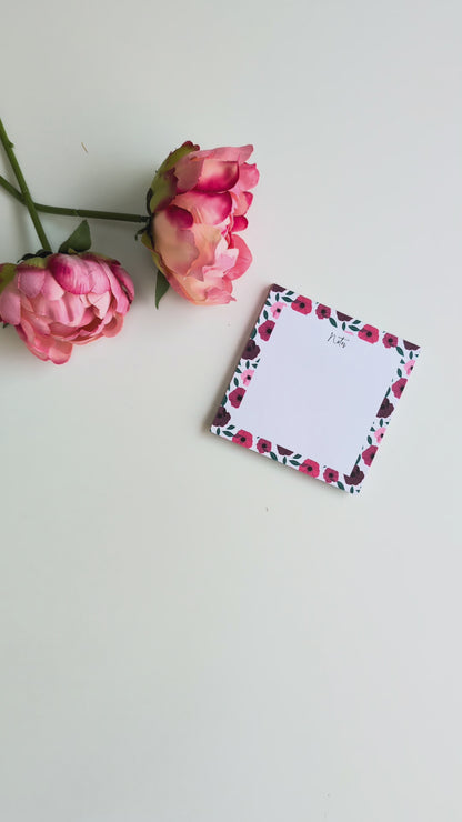 Lot de 2 Bloc-Notes carrés - Anémones roses et rouges
