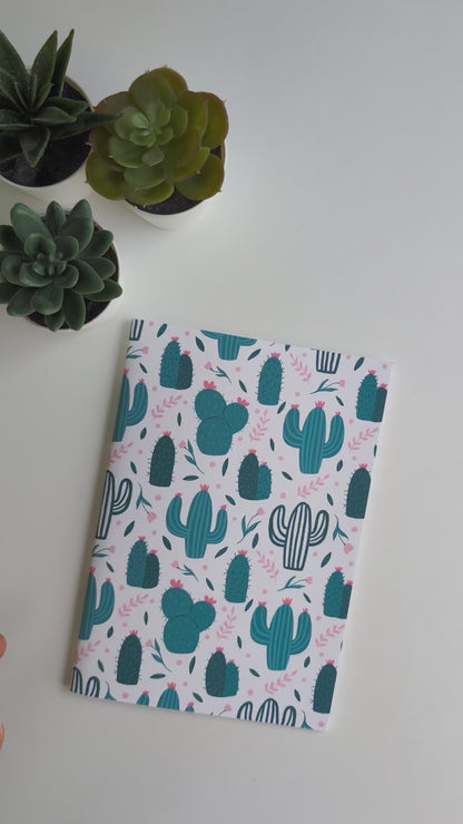 Carnet A5 - Reliure agrafée - Cactus & Fleurs