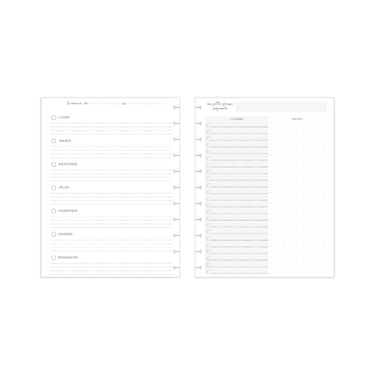 Semaine sur 1 page, horizontal, notes à faire