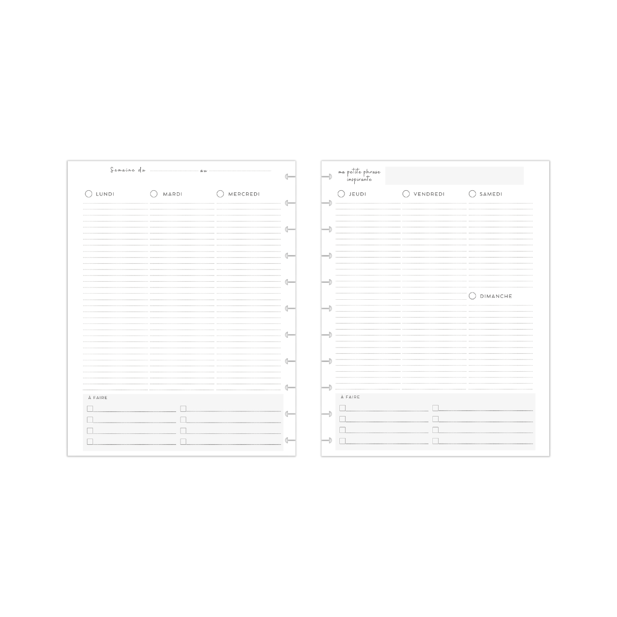 Semaine sur 2 pages, vertical