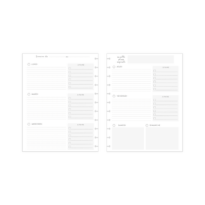 Semaine sur 2 pages, horizontal, à faire